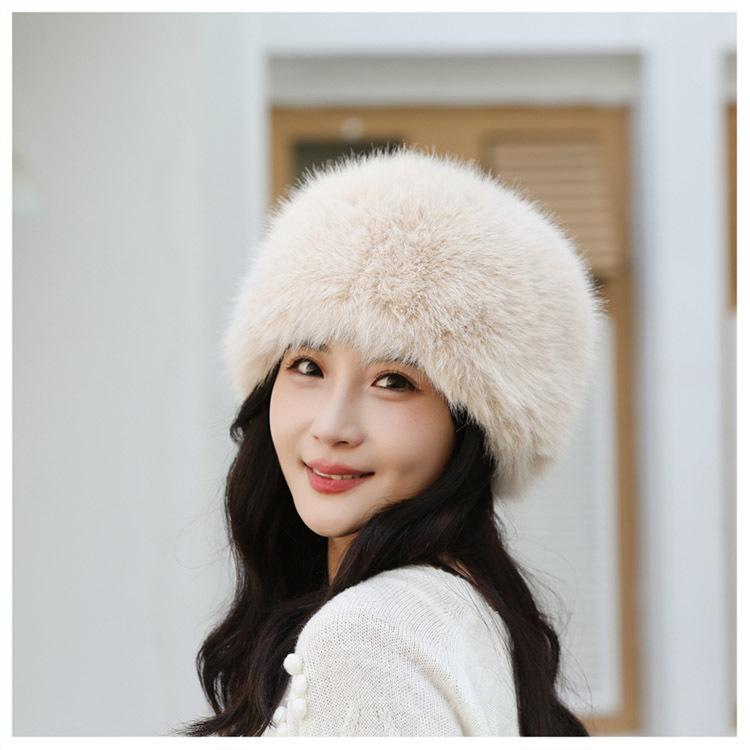 Autumn and Winter New Imitation Mink Hat Women's Mongolian Hat Thickened Warm Hat Women's Imitation Fur Fashion Simple Bucket Hat