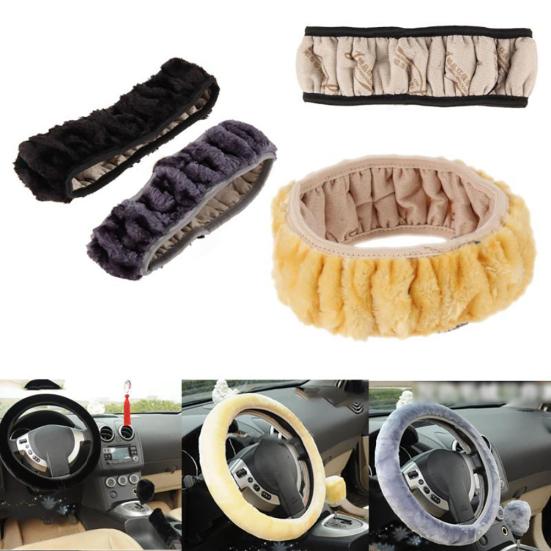 Soft Short Plush Car Steering Wheel Cover Autumn Winter Driver Driving Accessory