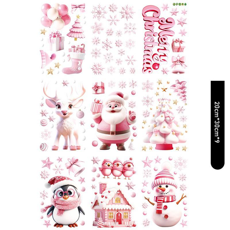 

Креативные рождественские наклейки на окна 3D статические Санта Клаус подарочная коробка снежинка домашний декор праздничные наклейки на стекло для праздника as pic