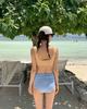 Color-Block High-End Camisole Swimsuit: Slim-Fit, Tummy-Covering, Small Bust Focus, Conservative Two-Piece for Women