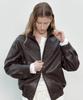 Themargot Semi Oversized Leather Jacket (Brown)