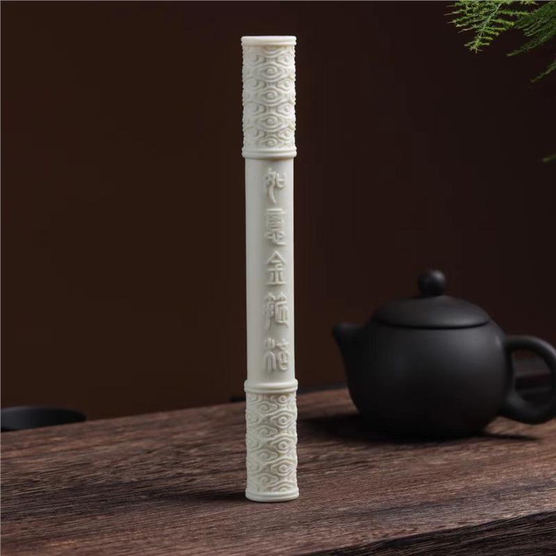 

Ivory Fruit Carving: Sun Wukong Golden-Hooped Rod Wooden Ornament Approx. 19.5*2.3cm