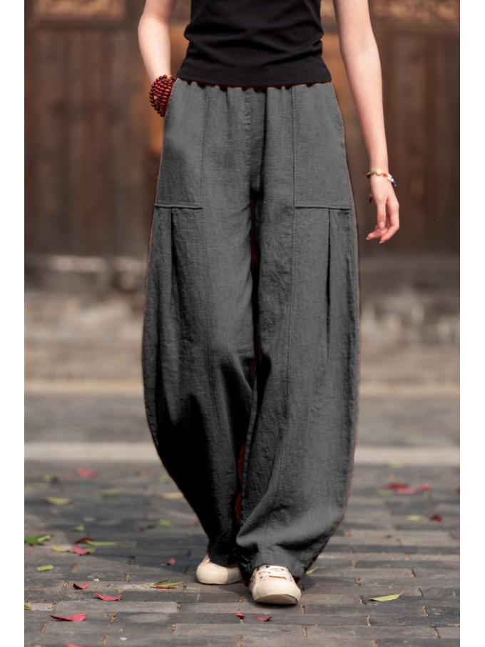 2026 Spring/Summer Artistic Cotton Linen Women's Slimming Casual Lantern Pants