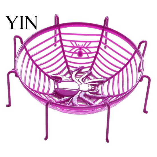 High-quality Spider Web Bowl Halloween Basket, Plastic Cobweb Design Fruit Serving Bowl, Treat Holiday Decoration or Trick Candy Holder for
