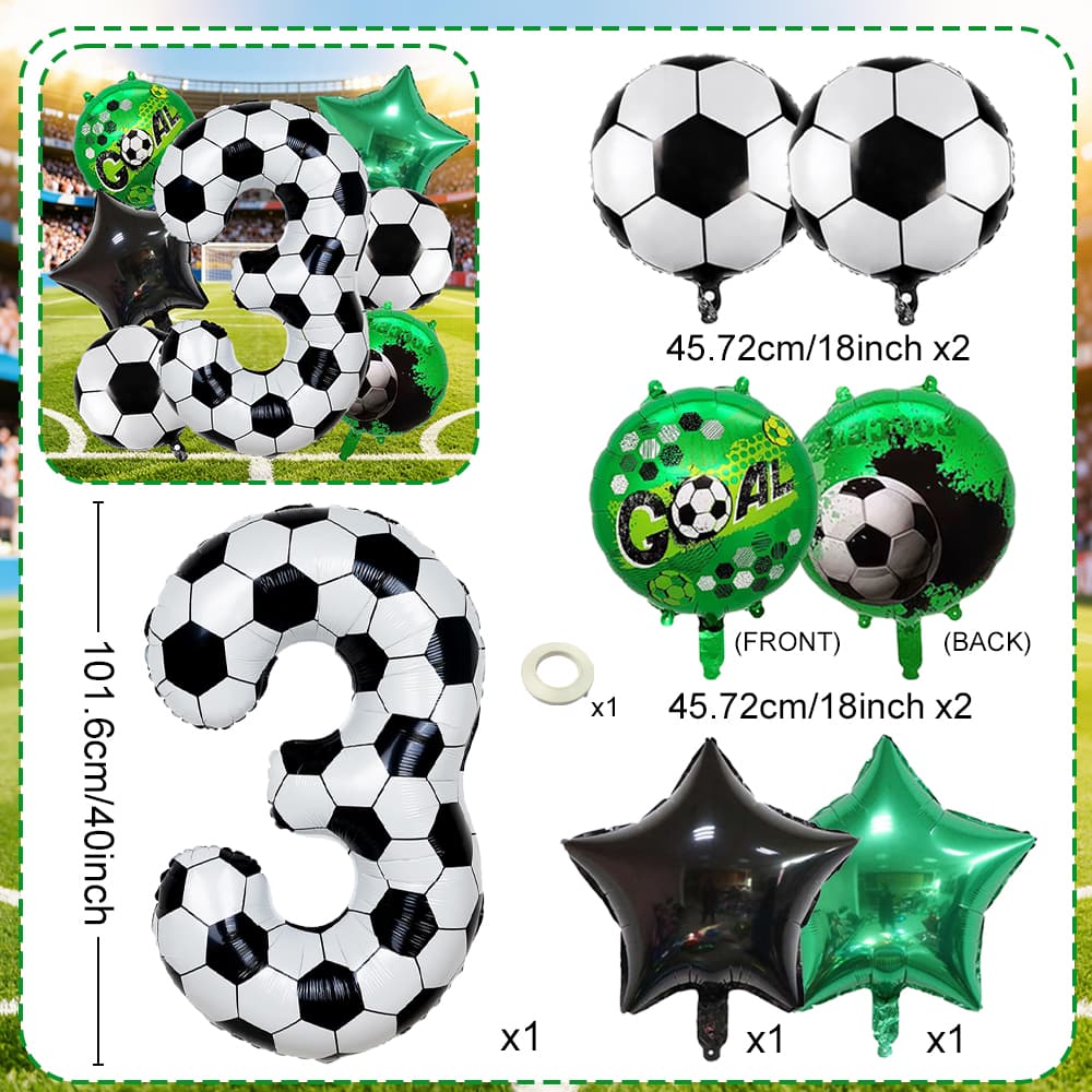 Football Digital Balloon Party Decoration Balloon Football Printed Digital Balloon 0-9 for Football Theme Birthday Party Balloon