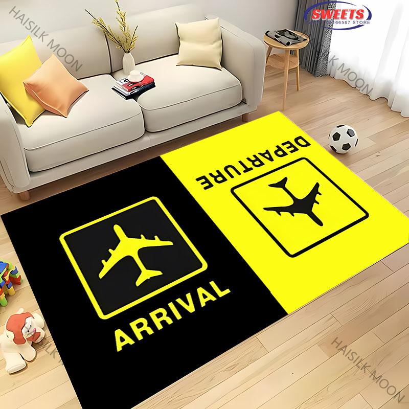 1PC Aviation Theme Airplane Runway Carpet for Home Soft Rug Kid's Playmat Coffee Table Mat Leisure Balcony Doormat Washable Mat