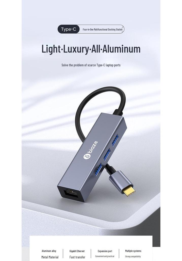 Biaze USB-C To RJ45 Gigabit Ethernet Adapter for Laptop