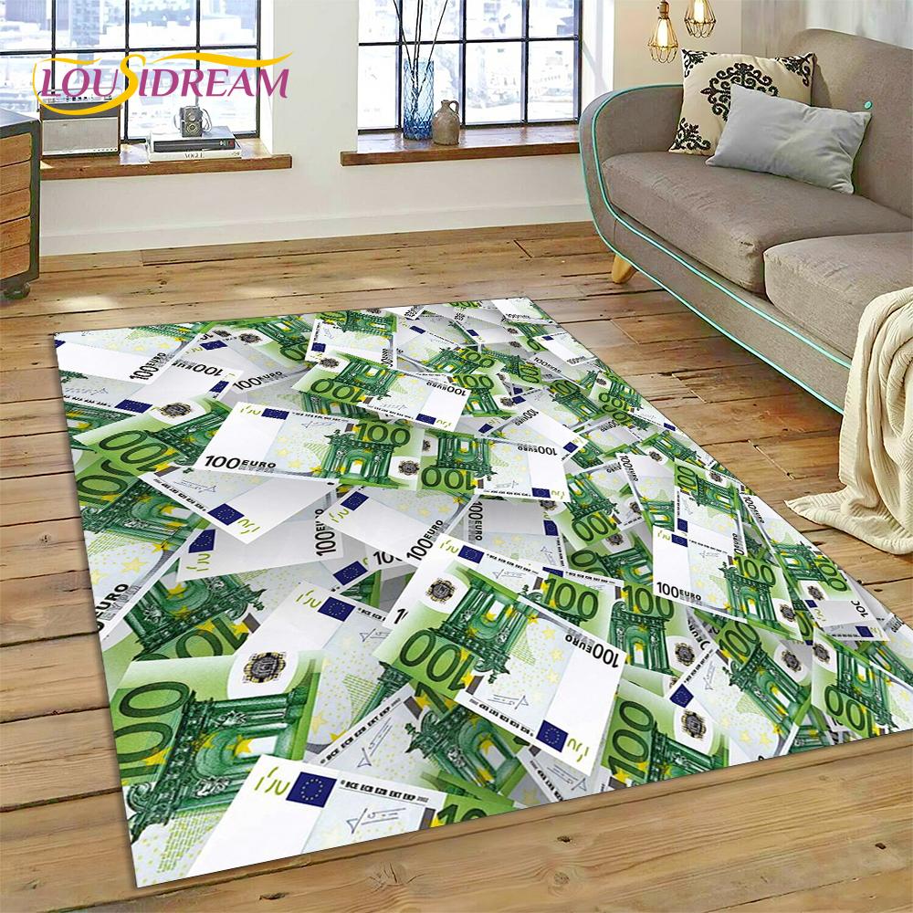 Teppich mit Dollar-, Euro- und Pfund-Motiv, Cartoon-Motiv, für Zuhause, Wohnzimmer, Schlafzimmer, Sofa, Fußmatte, Dekor, rutschfeste Bodenmatte für Kinder