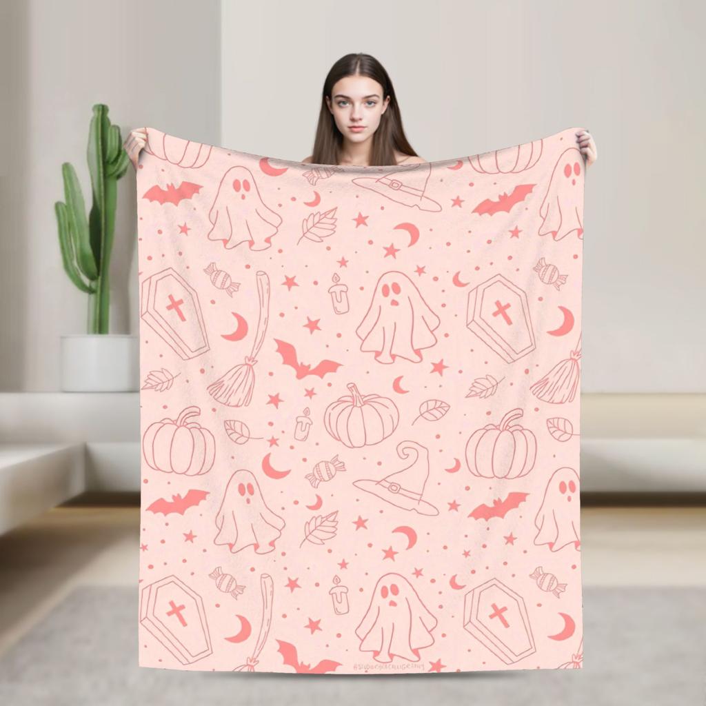 Ghost Reading Blanket Quality Warm Soft 2025 New Halloween Throw Blanket Winter Kid Adult Couch Chair Sofa Bed Fashion Bedspread