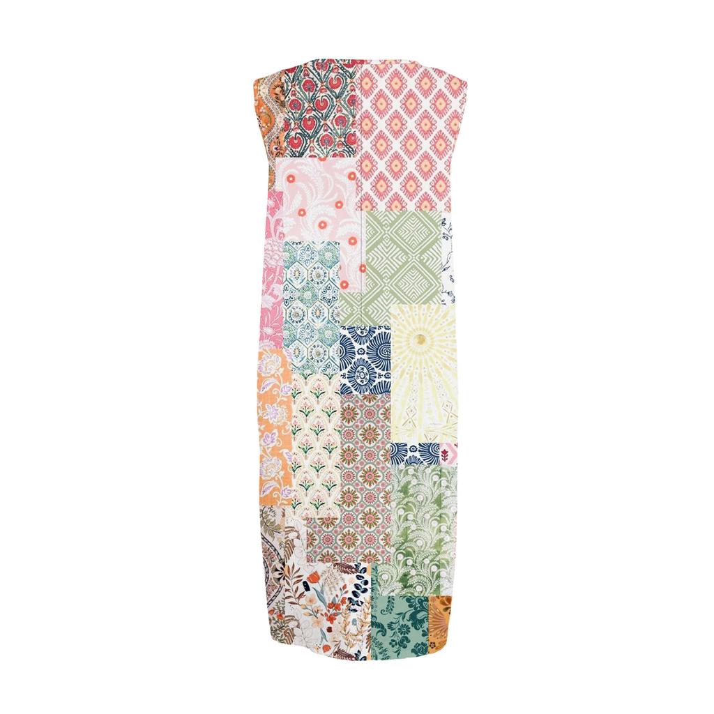 Abito da Donna alla Moda Casual Senza Maniche Girocollo Retrò Boemo Elegante Temperamento