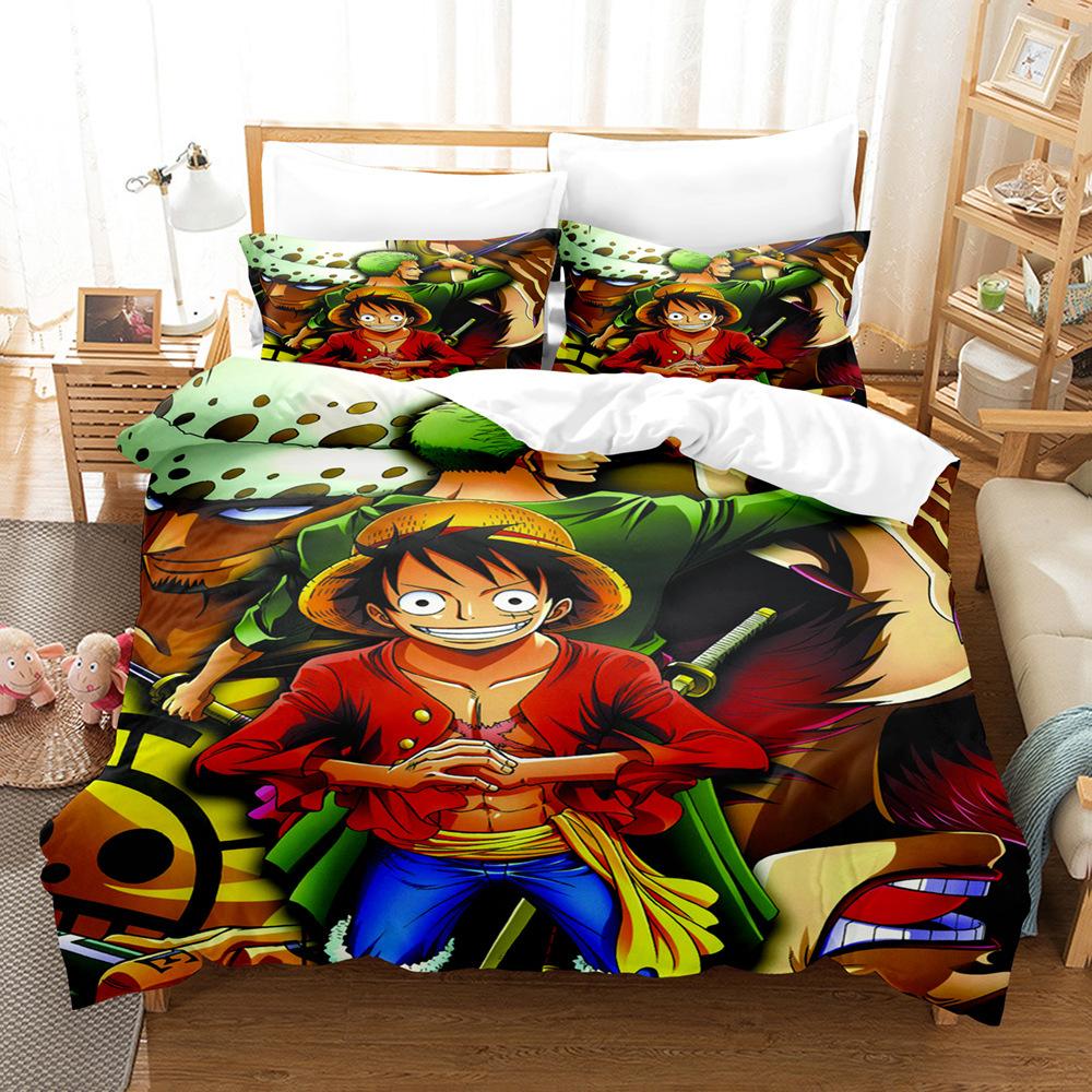 One Piece Series Quilt Cover Pillowcase, Home Textile 3D Digital Printing Three-Piece Set