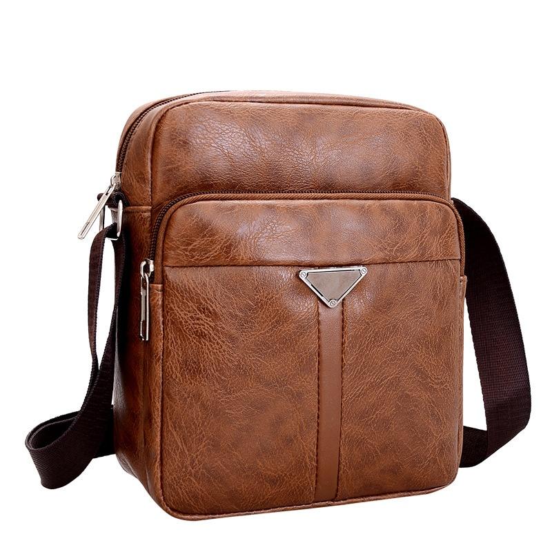 Men's Casual Crossbody Briefcase Backpack Korean Business PU Leather Business Solid Color Messenger Bag