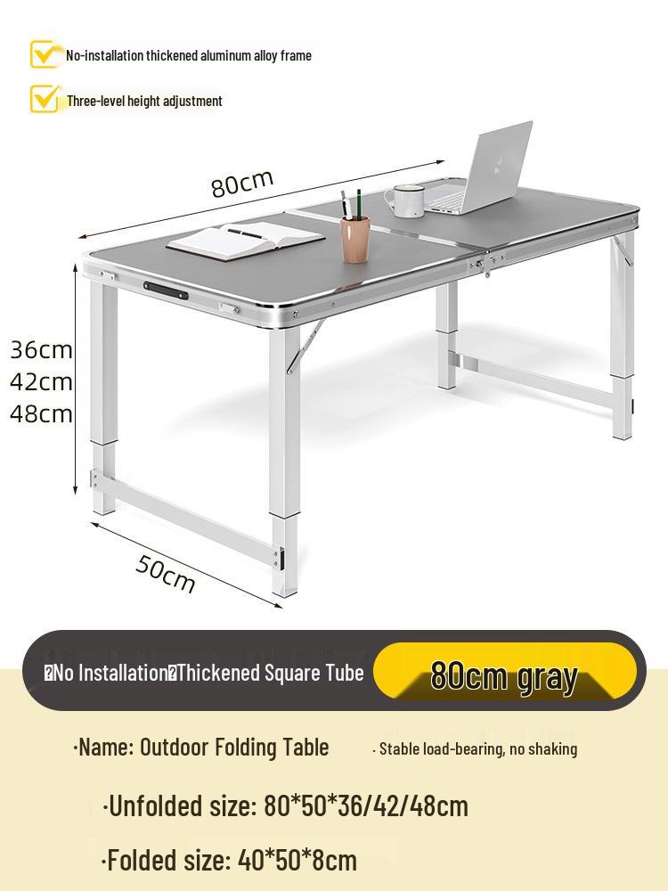 Adjustable Height Aluminum Folding Picnic Table & Chairs Set for Outdoor Camping & BBQ