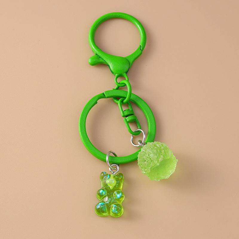 Cute Resin Shining Bear Keychain Jelly Key Ring for Women Girls Handbag Pendant DIY Kid's Jewelry Gift Accessories