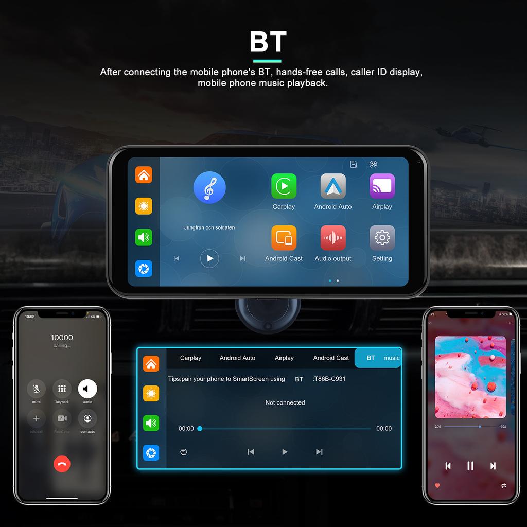 6.25inch Car Radio Wireless CarPlay Android Auto Multimedia Video Player Portable Touch Screen With USB AUX For Rear View Camera