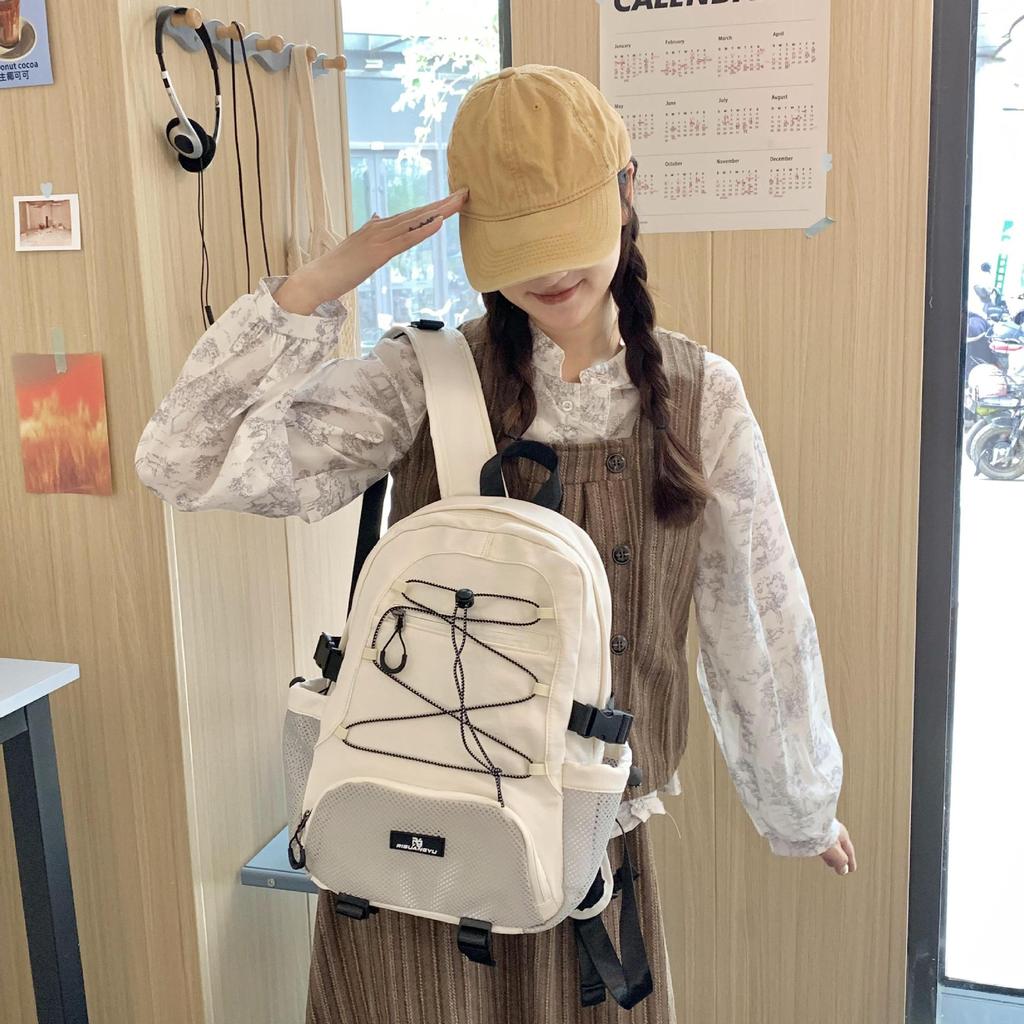 Backpack Women's Large Capacity 2024 New Casual Cloth Bag Handheld Student School Bag Premium Sense Backpack