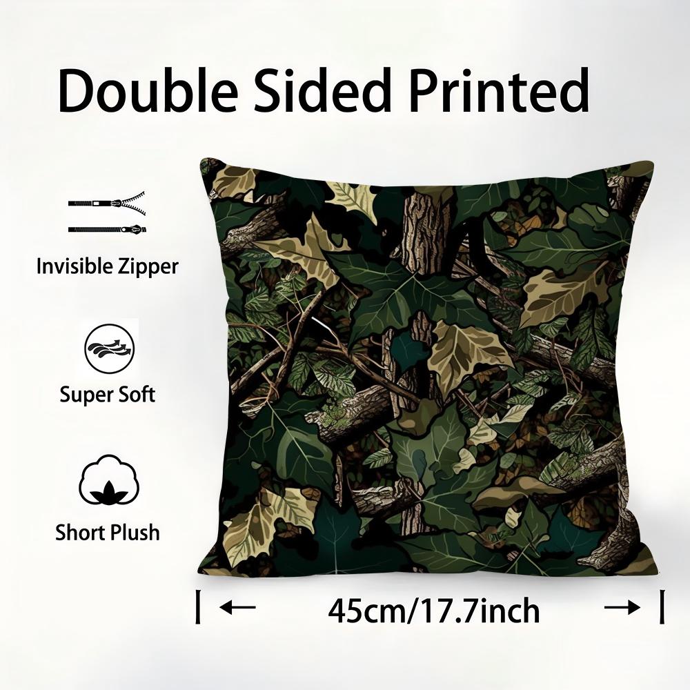 Forest Camouflage Pattern Pillow Case Sofa Decorative Home Double-Sided Printing Short Plush Cushion Cover Throw Pillow Cover