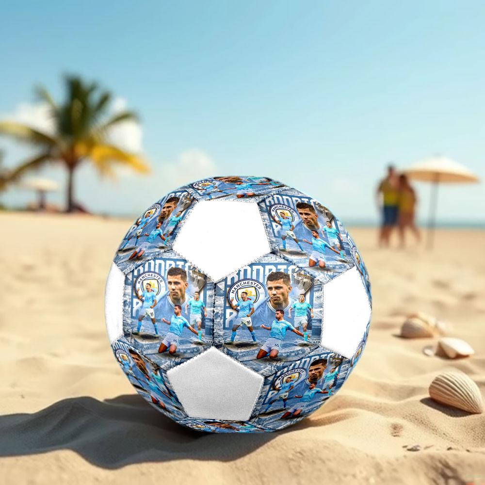 Rodri Size 5 Soccer Ball, Machine-Stitched PVC, Durable & High Bounce, All Ages Fit, fan merchandise, matches & outdoor use.