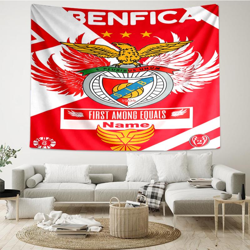 Tapisserie Personnalisée avec Impression Benfica, Toile de Fond, Installation Facile, Idéale pour la Chambre à Coucher, le Bureau et le Salon, avec Décoration Murale Esthétique.