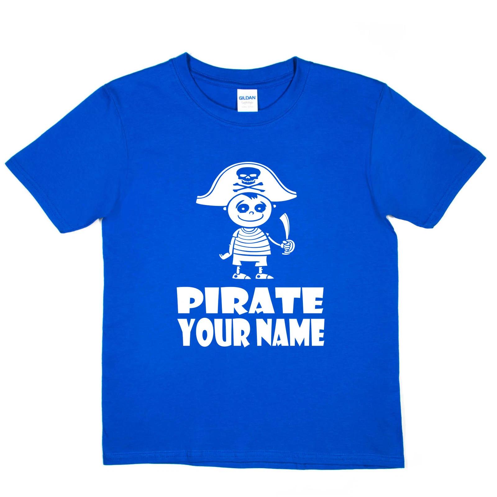 Kids Personalised Pirate T-Shirt With Your Name Funny Pirate Tee Boys Girls XL