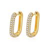Earrings Copper-Plated Real Gold Micro-Inlaid Zircon U-Shaped Women'S Ear Buckle Earrings International Station