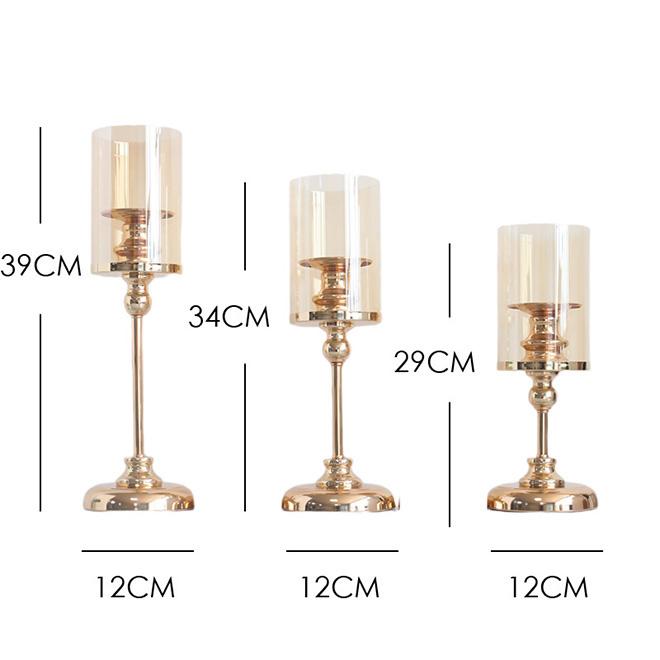 Dropship Luxury Metal Glass Candlesticks Gold Candle Holders Wedding Centerpieces Table Decoration Candelabra Home Ornaments