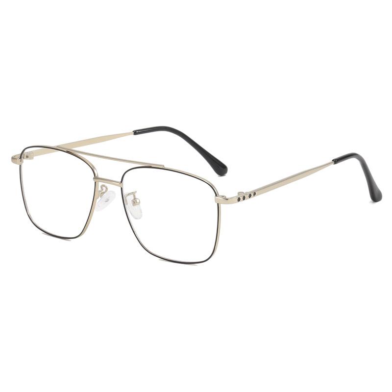 Metal double beam pilot glasses frame retro full frame polygonal big face men's frame with myopia eyes HC