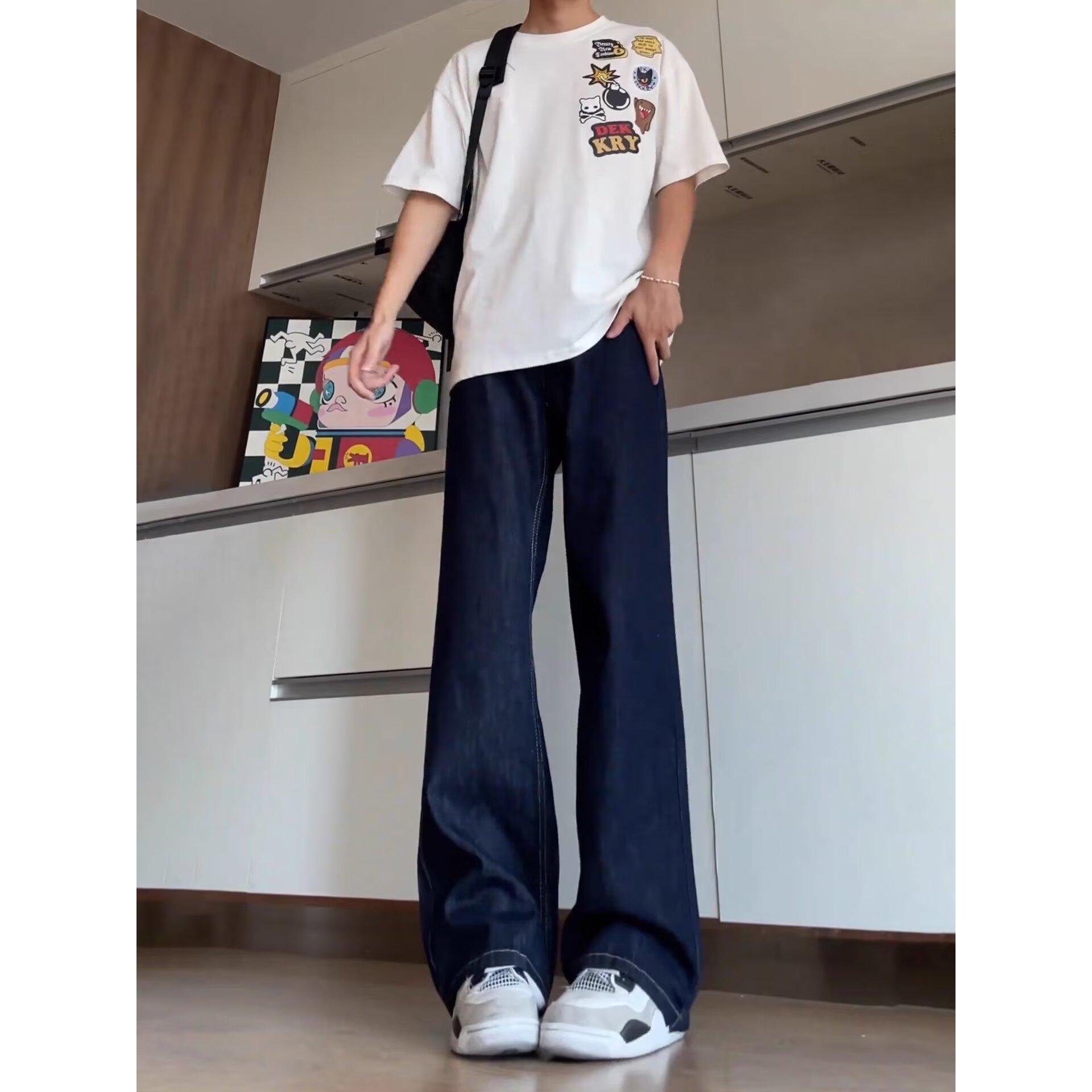 Джинсы-карго клеш JYL для мужчин, американская винтажная камуфляжная весна, узкие прямые джинсовые брюки XXL бездна