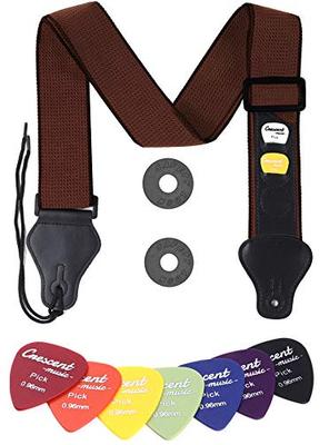 Guitar Strap Picks 10 Pieces Rock Acoustic Guitar Electric Guitar Soft Material That Fits the Body 3 Piece Set [Crescent] (Brown)