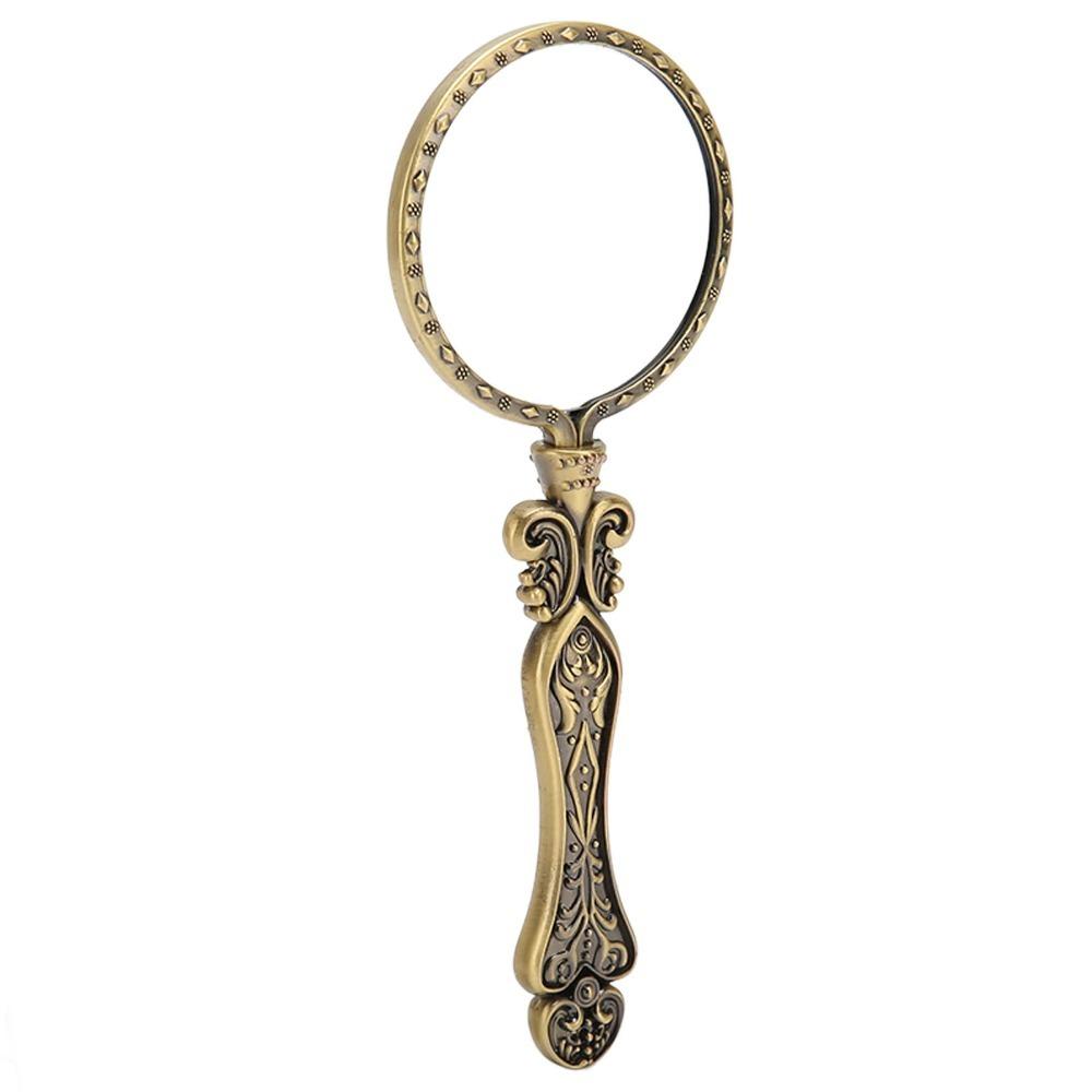 Bronze Finish Retro Magnifying Glass Alloy Material Slipless Handle Handheld Magnifying Glass Antique Gold Portable Magnifier