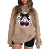 Women's Neck Long Sleeve Casual Loose Fit Sweatshirt Pullover with Color or Small Halloween Print