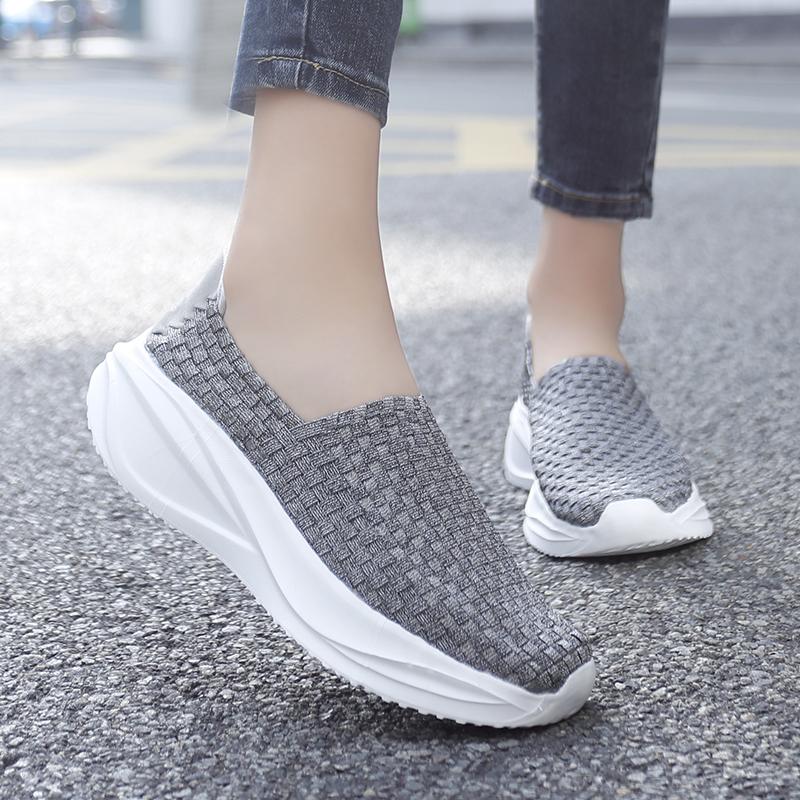 Summer Women Sneakers Casual Plus Size Flats Loafers Soft Elevator Beach Walking Sports Shoes Lightweight Slip On