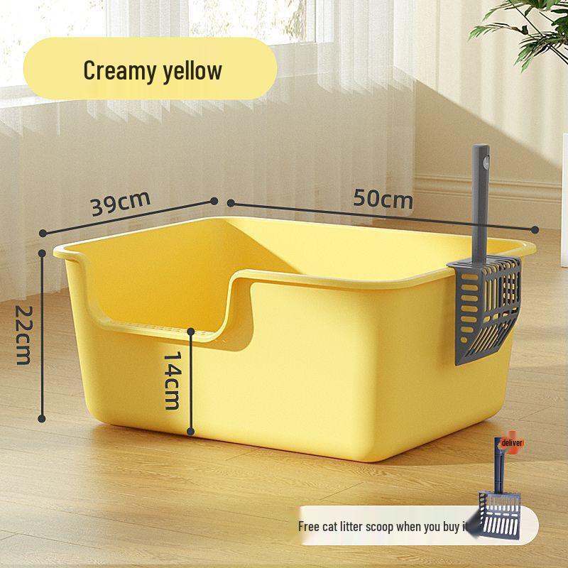 Extra-Large Semi-Enclosed Cat Litter Box - Anti-Splash, Spacious Design