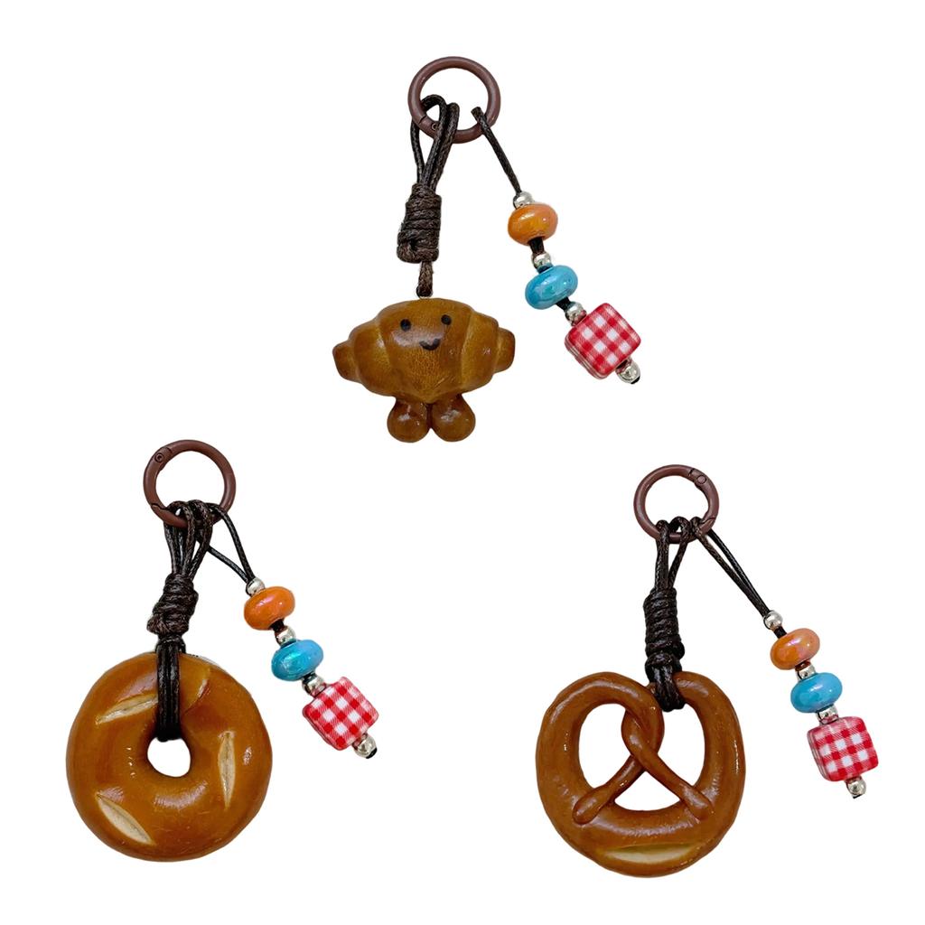 Chocolate Pretzel Bread Bag Pendant Cartoon Keychain Bags Charm Creative Gift For Stylish Individuals Baking Enthusiasts