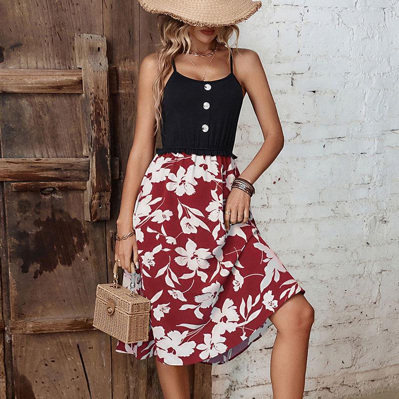 2023 Summer New European and American Fashion Women's Wear Flower Splicing Sling