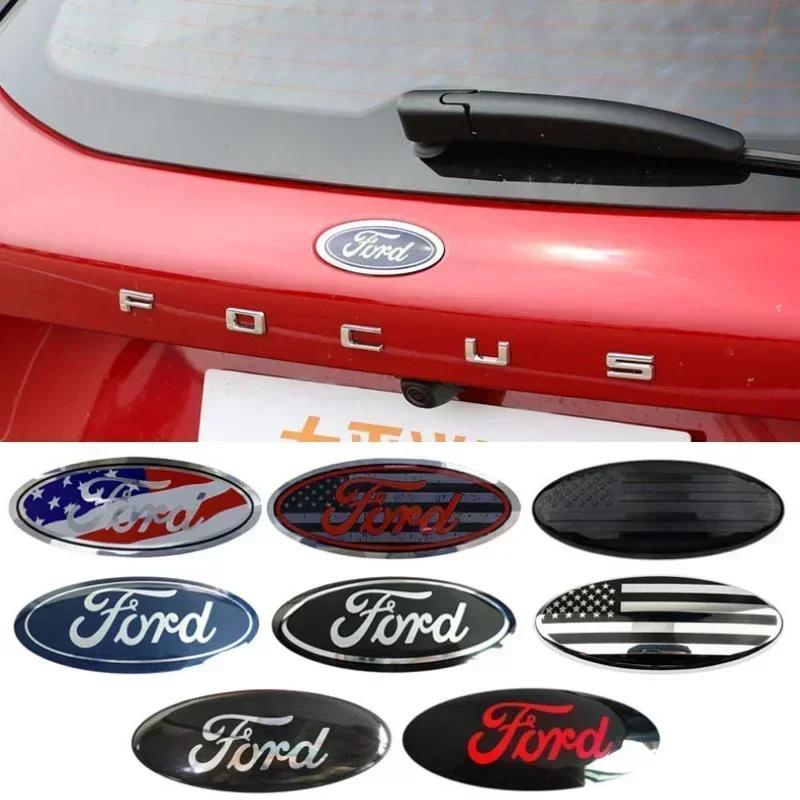 For Ford Mondeo Fusion Focus Fiesta Kuga Edge Transit Ecosport 12.5x5cm Car Front Emblem Logo Rear Trunk Badge Decal Decoration SG7