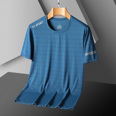 Ice Silk Cool Short Sleeve T-shirt Men's Half Sleeves Plus Size Fitness T-shirt Top