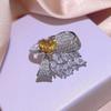Deluxe Women's Jewelry Three-piece Set with Yellow Love Zircon Bow Ring Earrings Necklace