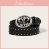 Punk Leather Belt For Men With Alloy Buckle And Studded Rivets For Casual Streetwear