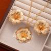 Wind Fashion Flower Earrings Necklace Set Women'S Light Luxury Personality Exaggerated Sun Flower Stud Earrings Collarbone Chain