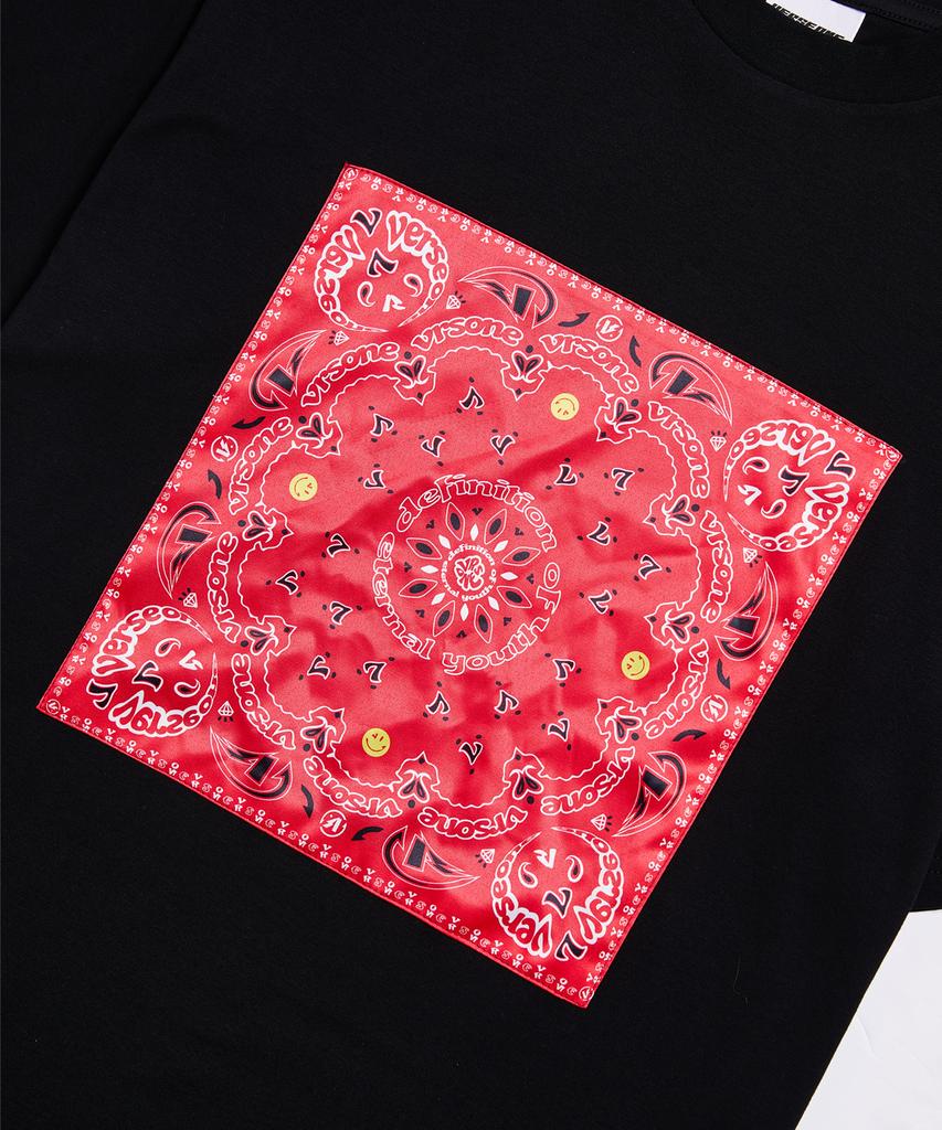 VERSE ONE Paisley Logo Bandana T-Shirts Black/Red