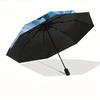 1pc Ocean Waves Automatic Open/close Folding Compact Umbrella, 8 Rib Sturdy Canopy, Lightweight Portable, Everyday Use, Gift,,109