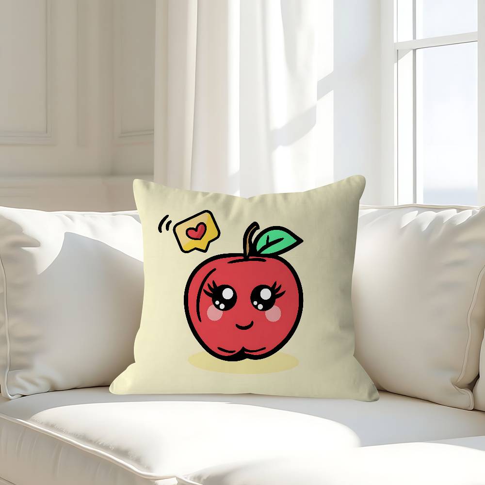 Cartoon Apple Simple Pillow Case Removable Washable Cushion Cover – All-Season Soft Linen