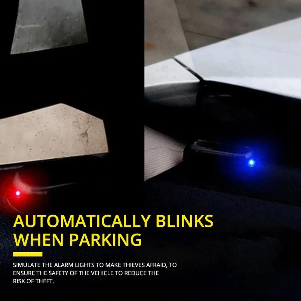 1-10Pcs Car Fake Security Light Simulated Dummy Alarm Solar Powered Anti-Theft Caution Lamp Super Bright LED Flashing Imitation