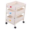 Storage Cart Milky White 3 Tier Metal Rolling Organizer with 360 degrees  Rotating Quiet Wheels for Kitchen Bathroom