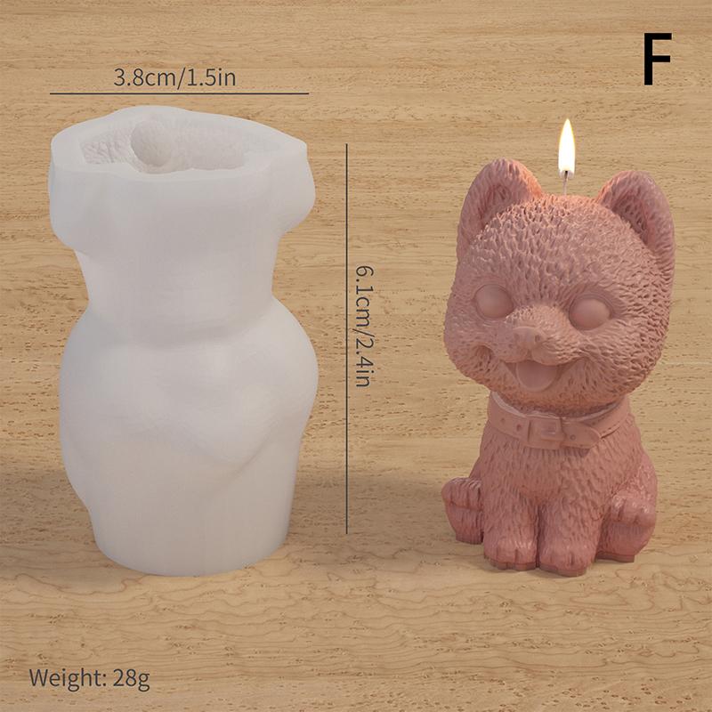 Lovely 3D Animal Candle Silicone Mold Pet Dog Diy Aromatherapy Plaster Candle Resin Mold Soap Craft Casting Mold Home Decor