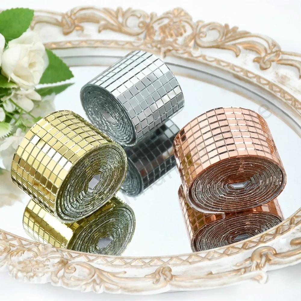 Self Adhesive Real Glass Craft Mini Square Mirrors Mosaic Tiles Diy Handmate Stickers For Home Bathroom Party Craft Decal Decor