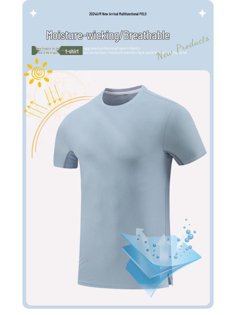 Quick-Dry Cool Short Sleeve Outdoor Loose Breathable Fitness Running T-Shirt