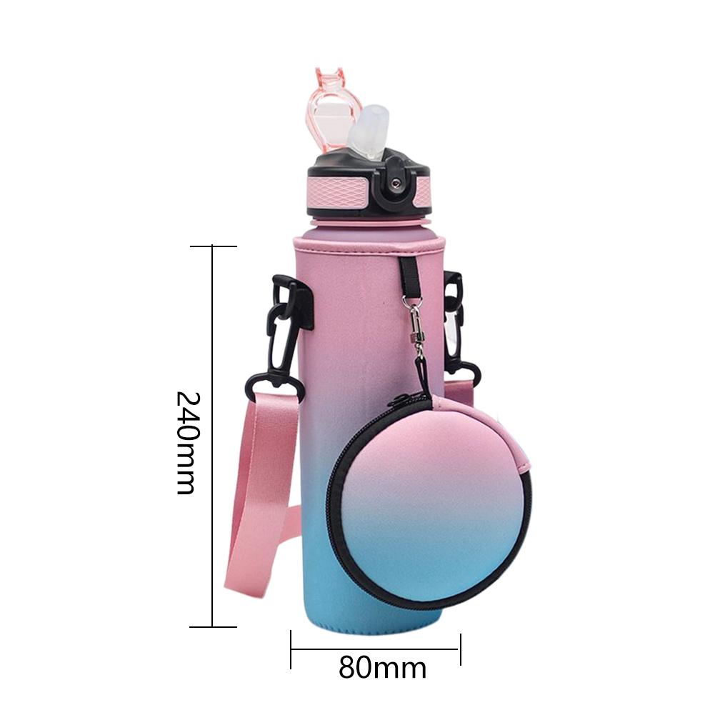 - 1000ML Drink Bottle Frosted Gradient Sports Water Bottle (Pink+Green)