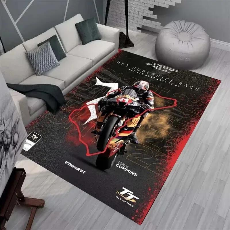Isle of Man TT Teppiche und Läufer Motorradwettbewerb Teppich Wohnzimmer Schlafzimmer Dekoration Große Fläche Weicher Teppich Kinderzimmer Teppich